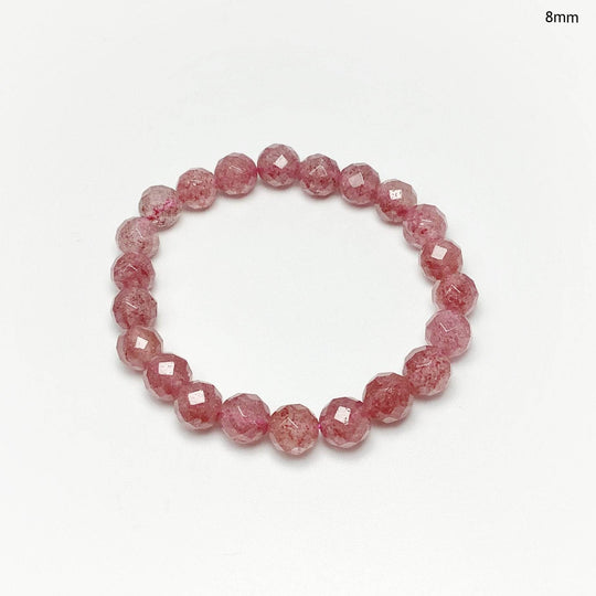 Strawberry Quartz Faceted Beaded Bracelet - Rocks and Gems Canada