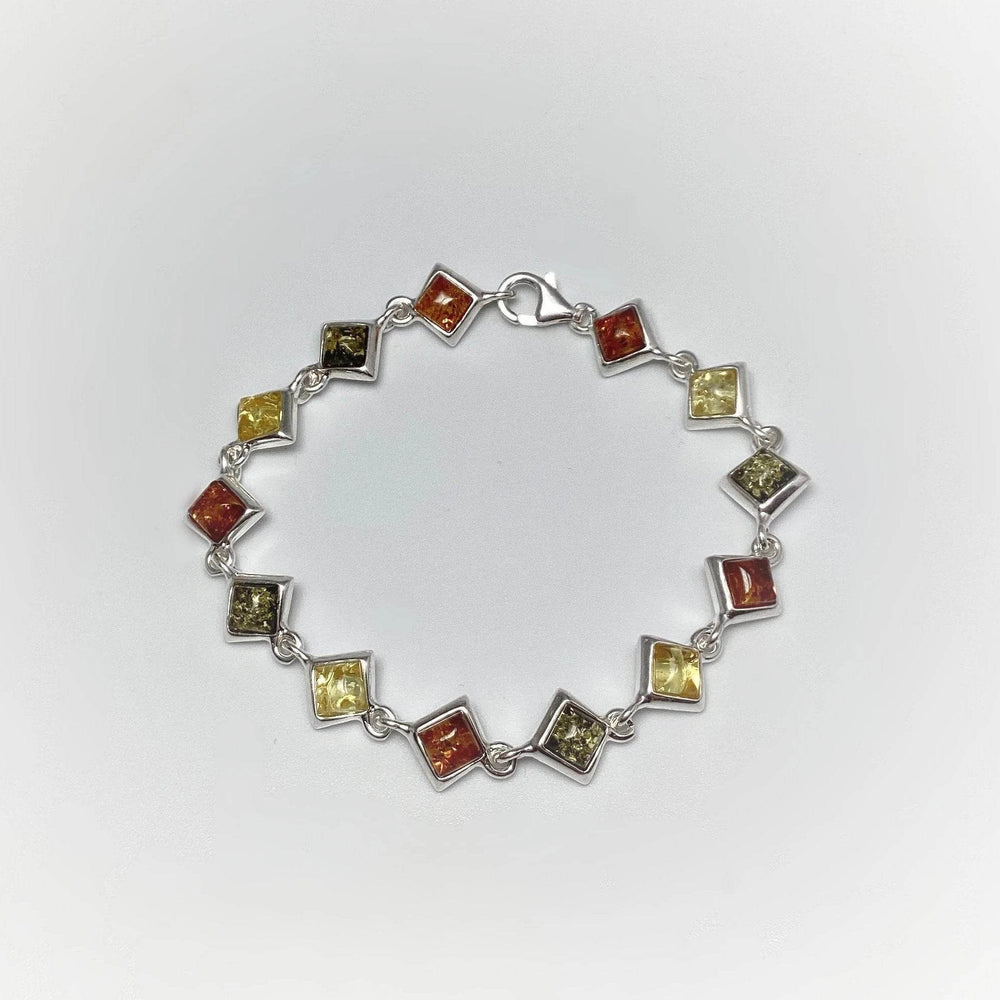 Mixed Amber Sterling Silver Bracelet - Rocks and Gems Canada