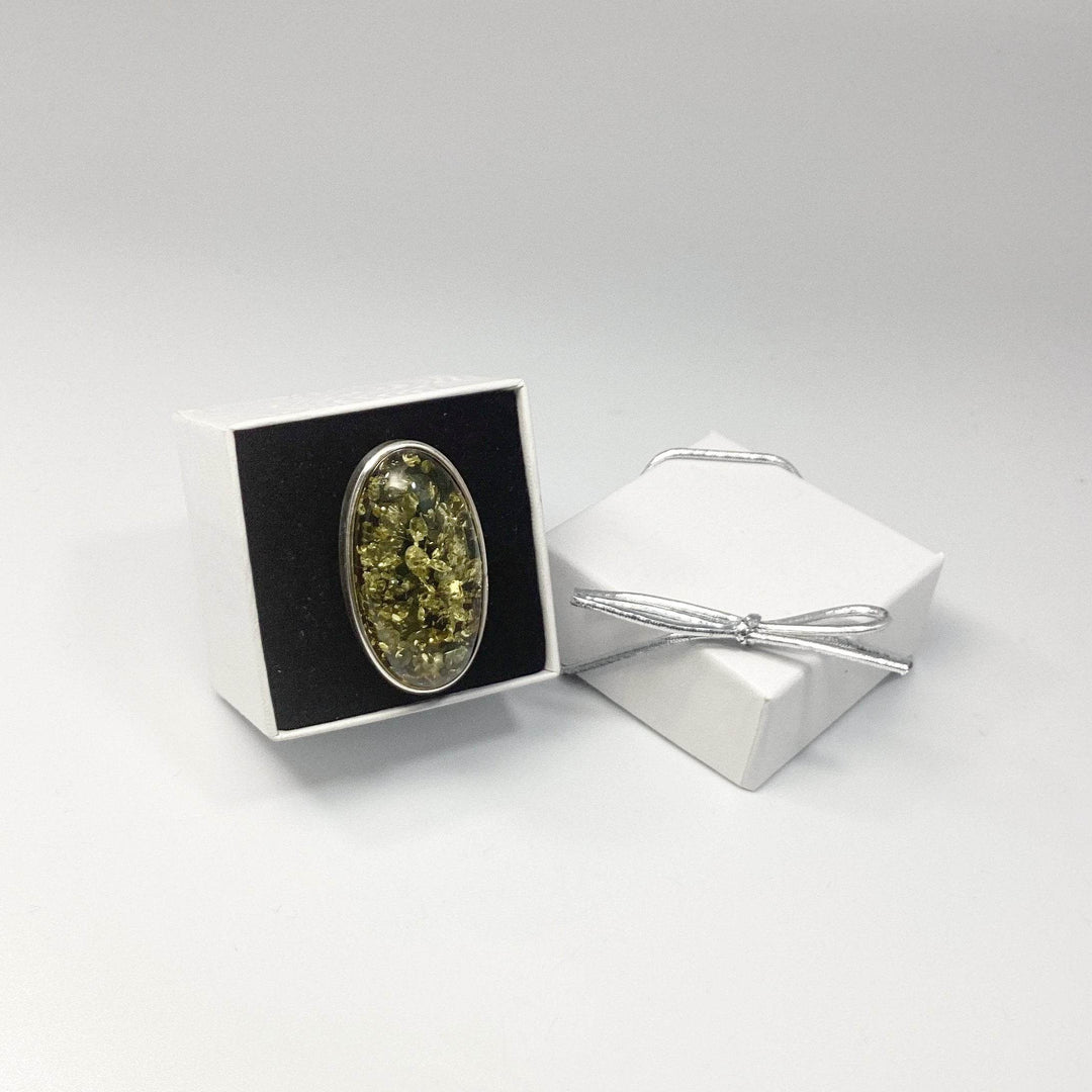 Green Amber Ring - Rocks and Gems Canada
