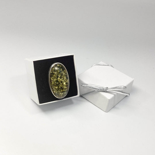 Green Amber Ring - Rocks and Gems Canada