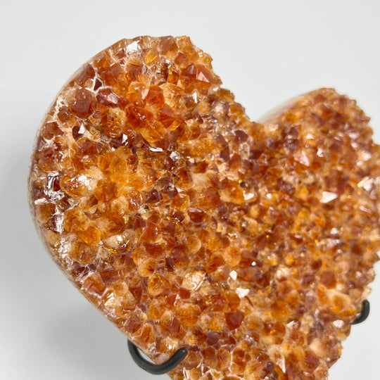 Large Citrine Druze Cluster Heart On Stand - Rocks and Gems Canada