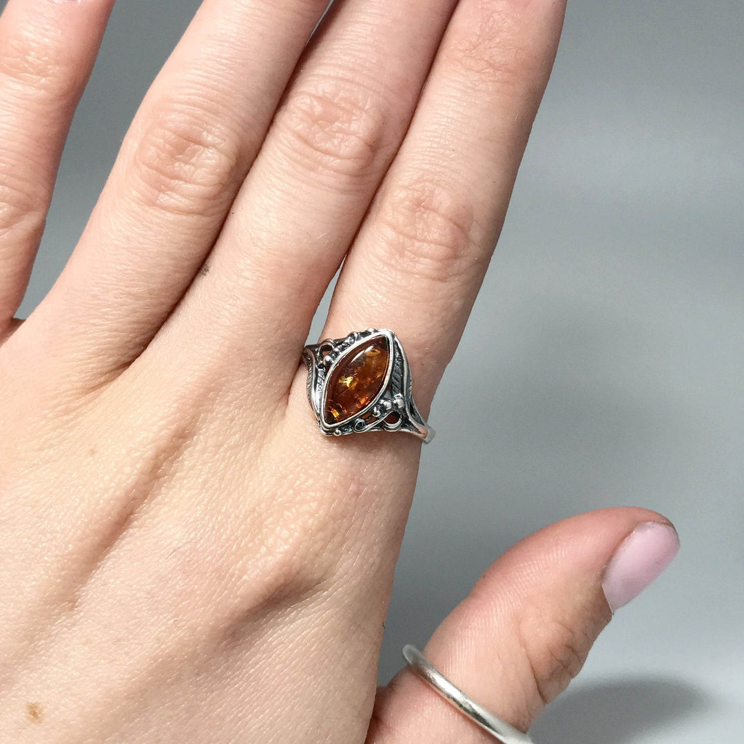 Cognac Amber Ring - Rocks and Gems Canada
