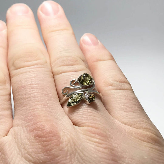 Green Amber Ring - Rocks and Gems Canada