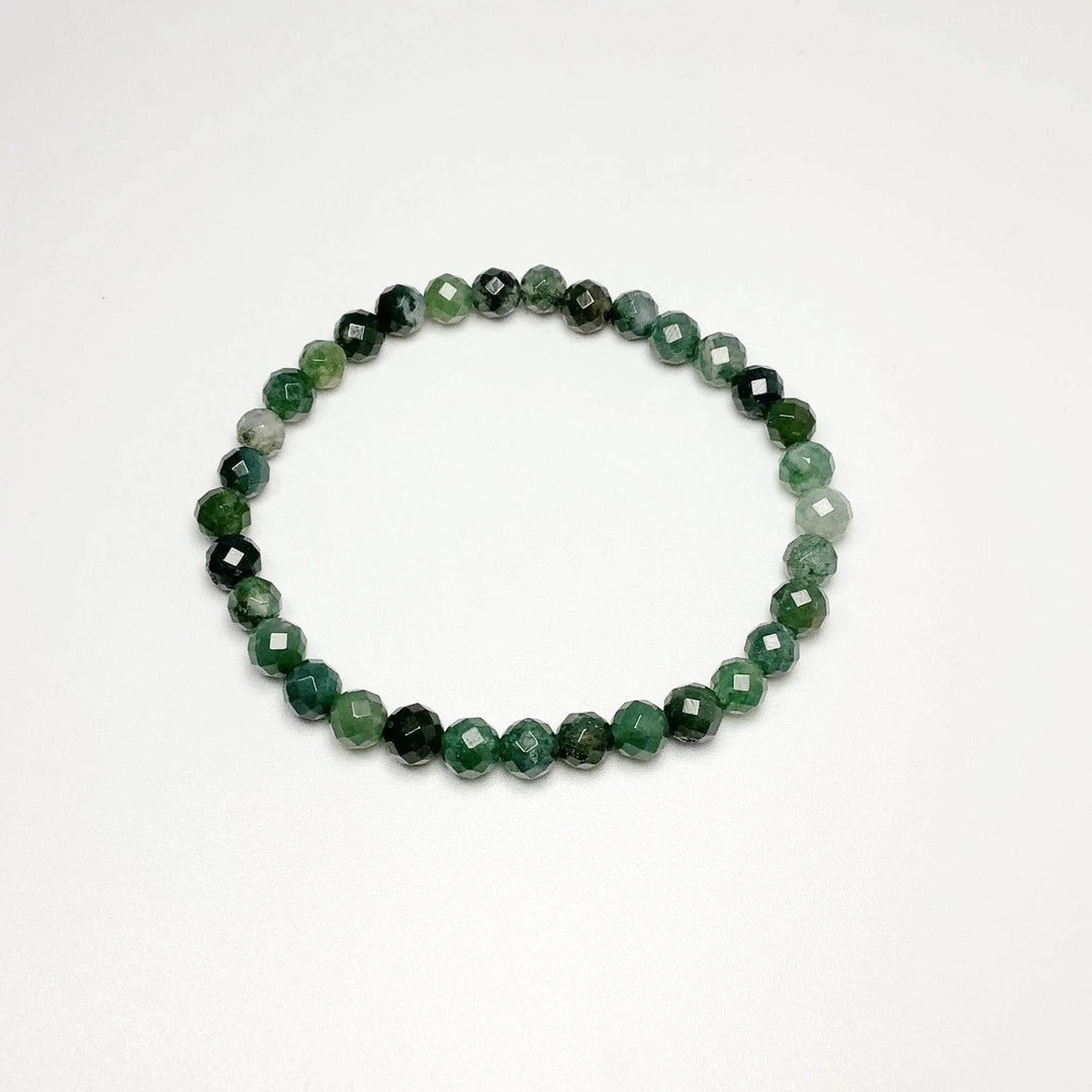 Moss Agate Faceted Beaded Bracelet - Rocks and Gems Canada