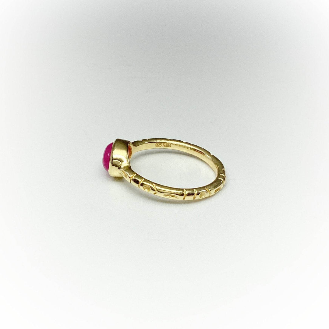 Pink Jade Gold Finish Ring - Rocks and Gems Canada