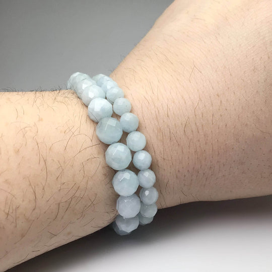 Aquamarine Faceted Beaded Bracelet - Rocks and Gems Canada