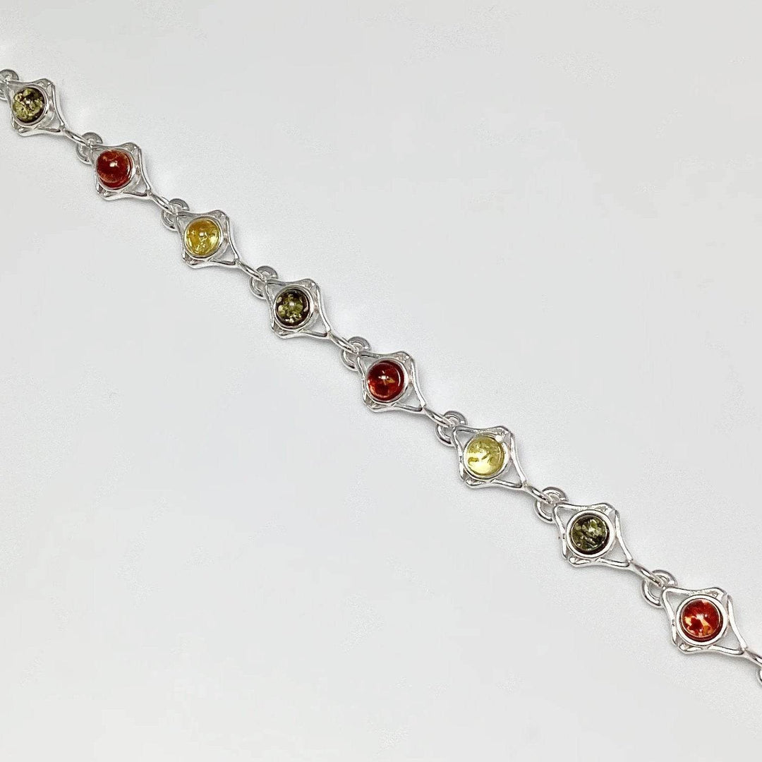 Mixed Amber Sterling Silver Bracelet - Rocks and Gems Canada