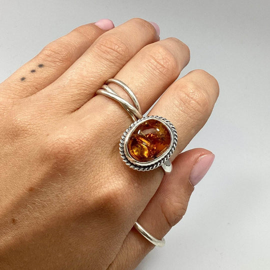 Cognac Amber Ring - Rocks and Gems Canada