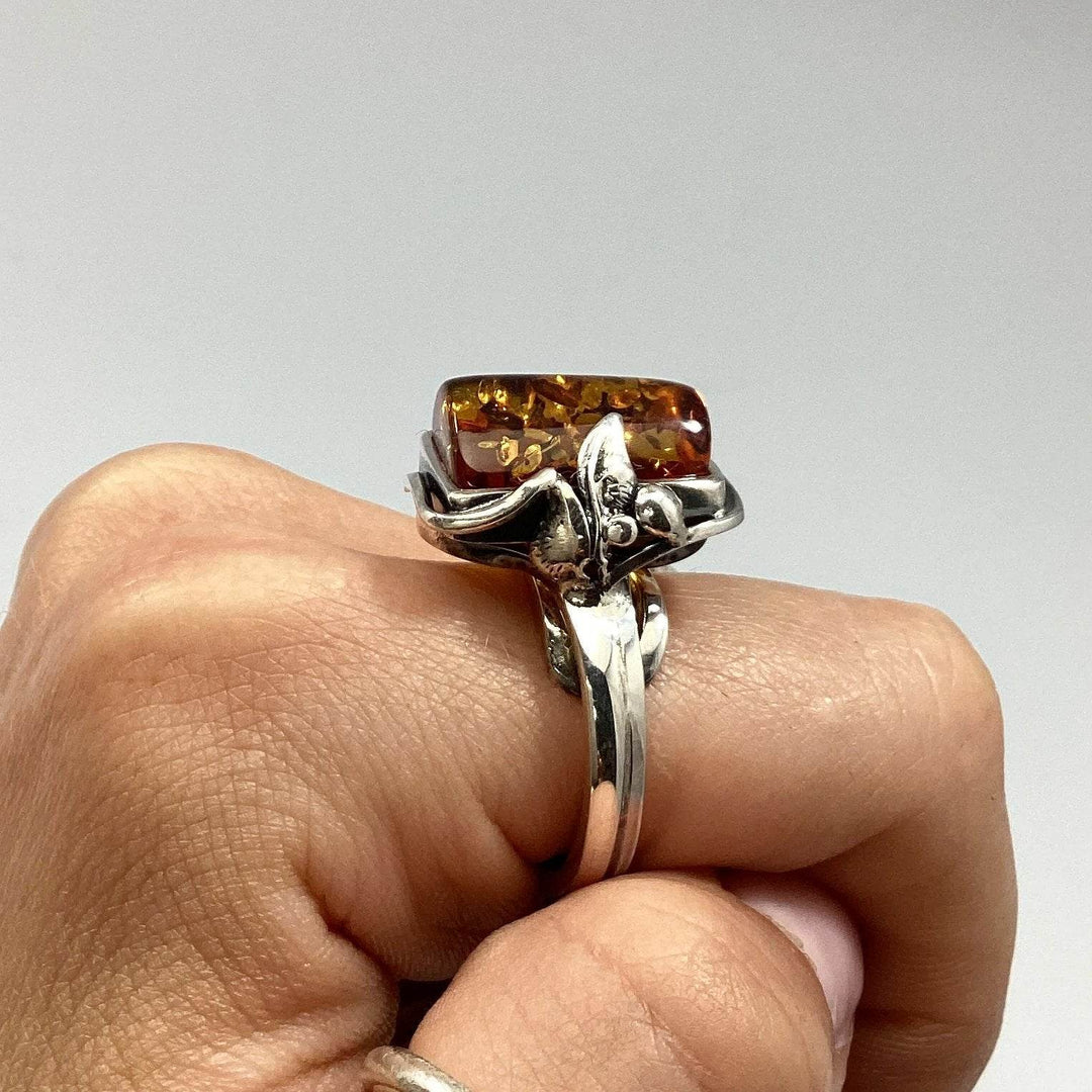 Cognac Amber Ring - Rocks and Gems Canada