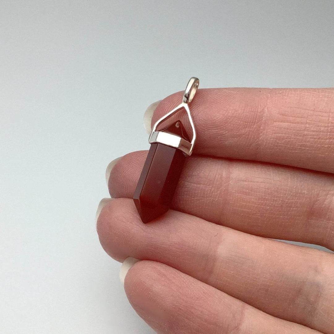 Carnelian Agate Double Terminated Point Pendant - Rocks and Gems Canada