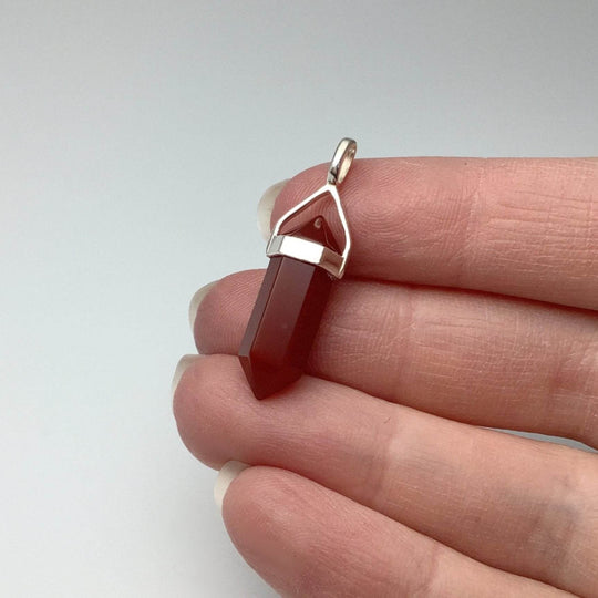 Carnelian Agate Double Terminated Point Pendant - Rocks and Gems Canada