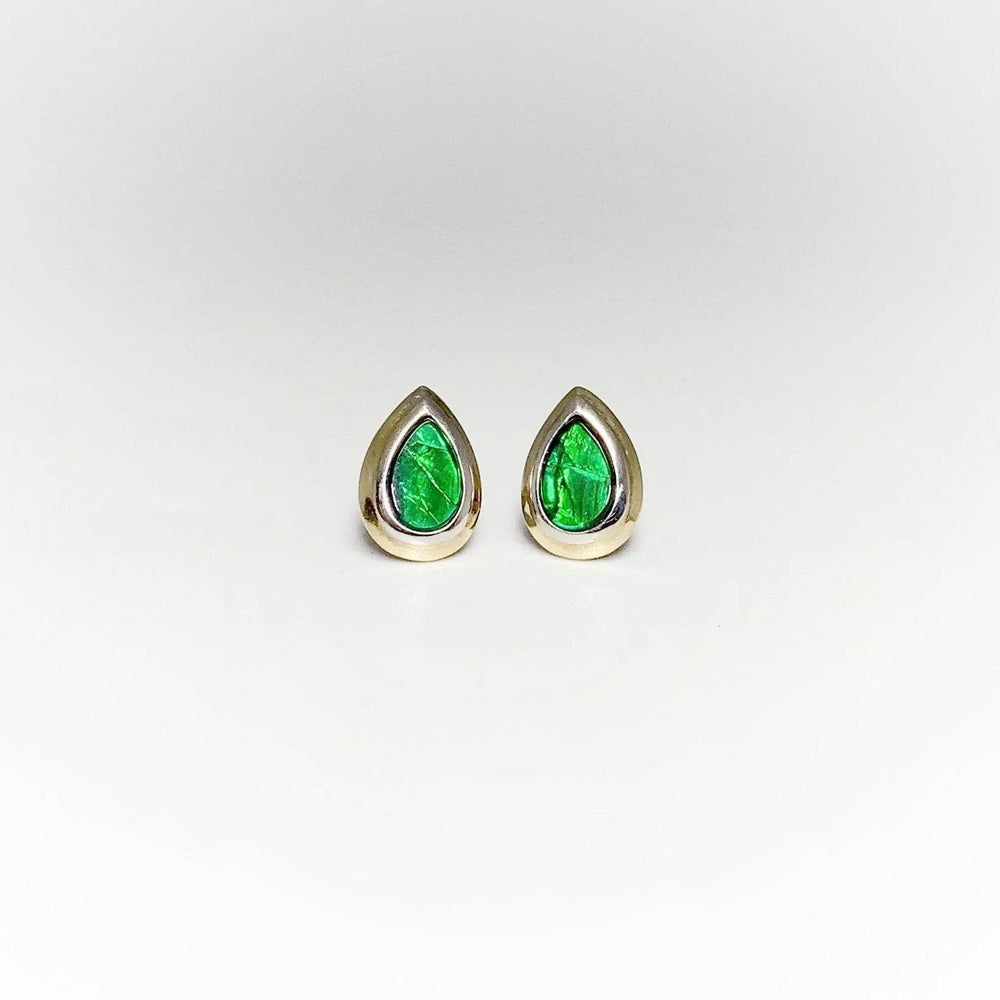 Alberta Ammolite 14K Gold and White Gold Stud Earrings - Rocks and Gems Canada