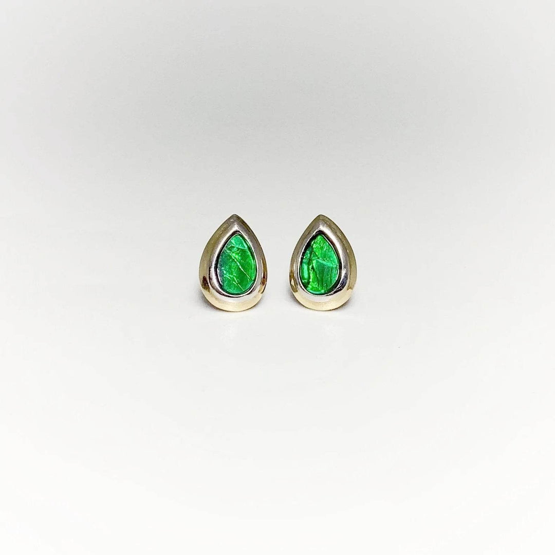 Alberta Ammolite 14K Gold and White Gold Stud Earrings - Rocks and Gems Canada