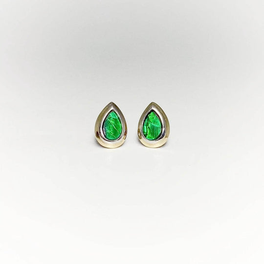 Alberta Ammolite 14K Gold and White Gold Stud Earrings - Rocks and Gems Canada