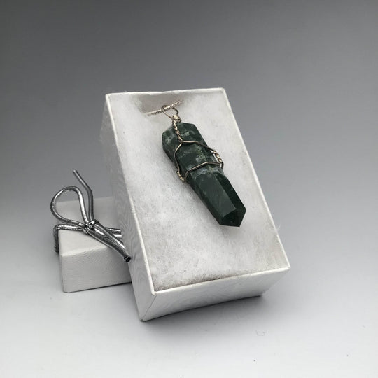 Wire Wrapped Moss Agate Pendant - Rocks and Gems Canada