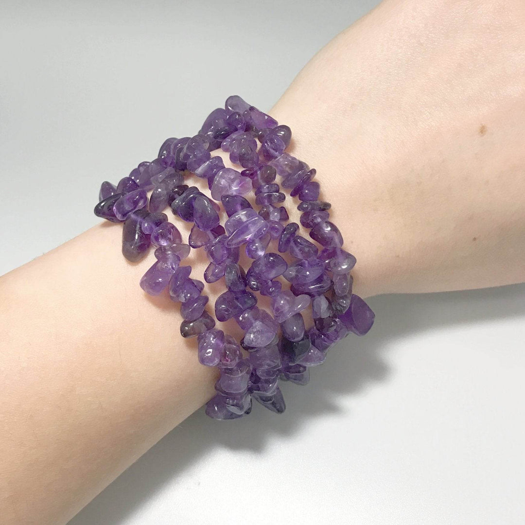 Amethyst Chip Beaded Bracelet - Rocks and Gems Canada