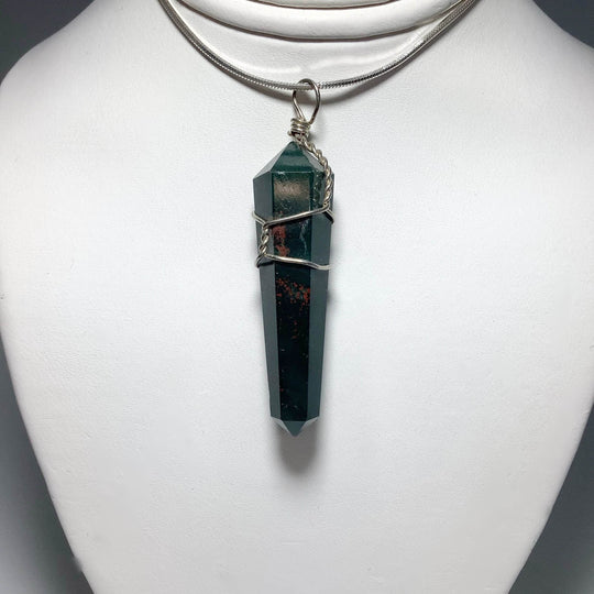 Wire Wrapped Bloodstone Pendant - Rocks and Gems Canada