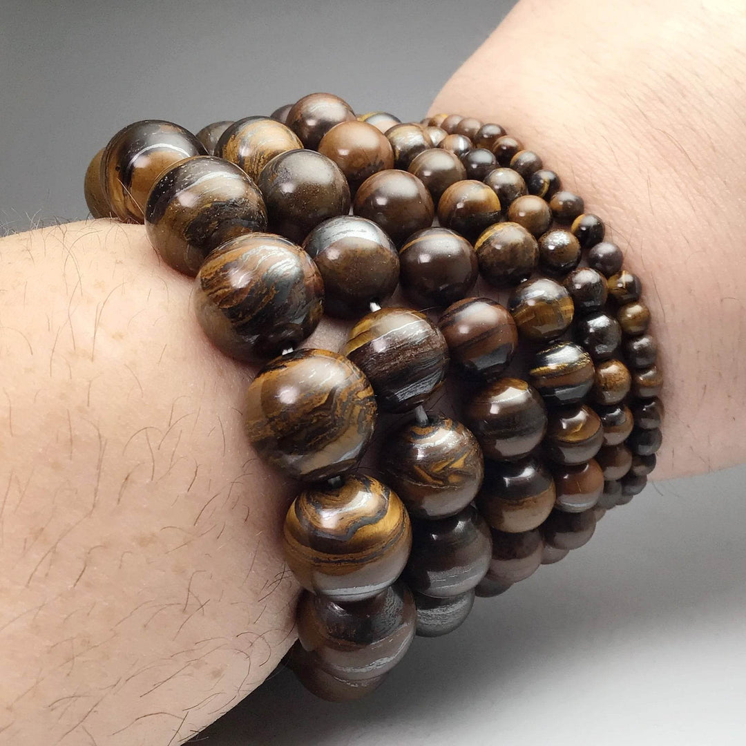 Brown Gold Tiger Iron Beaded Bracelet - Rocks and Gems Canada