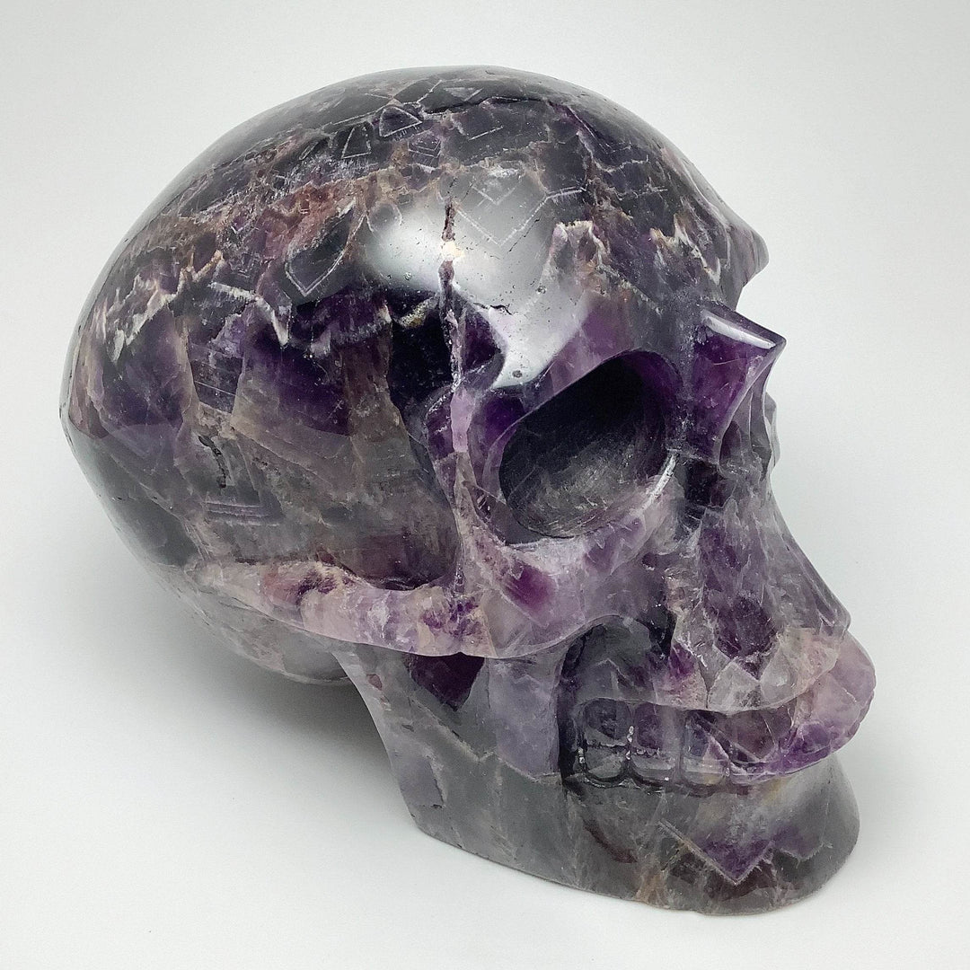 Large Chevron Amethyst Crystal Skull - Rocks and Gems Canada