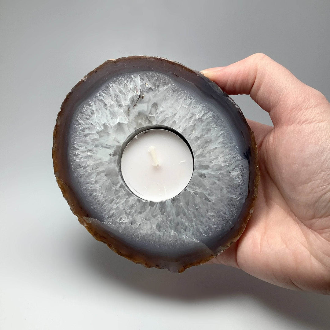 Agate Candle Holder - Rocks and Gems Canada