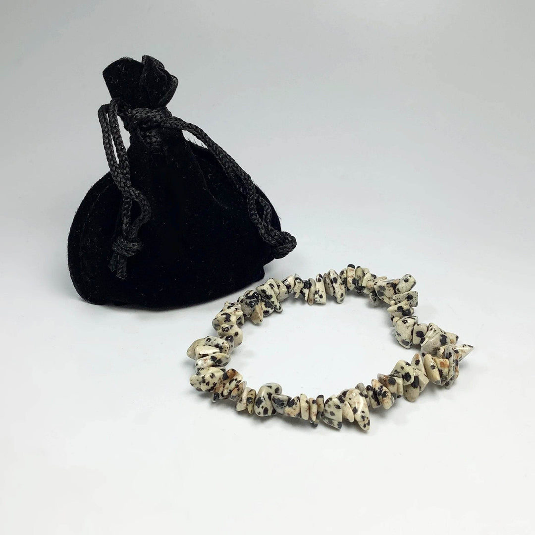 Dalmatian Jasper Chip Beaded Bracelet - Rocks and Gems Canada