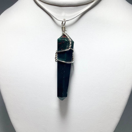 Wire Wrapped Bloodstone Pendant - Rocks and Gems Canada