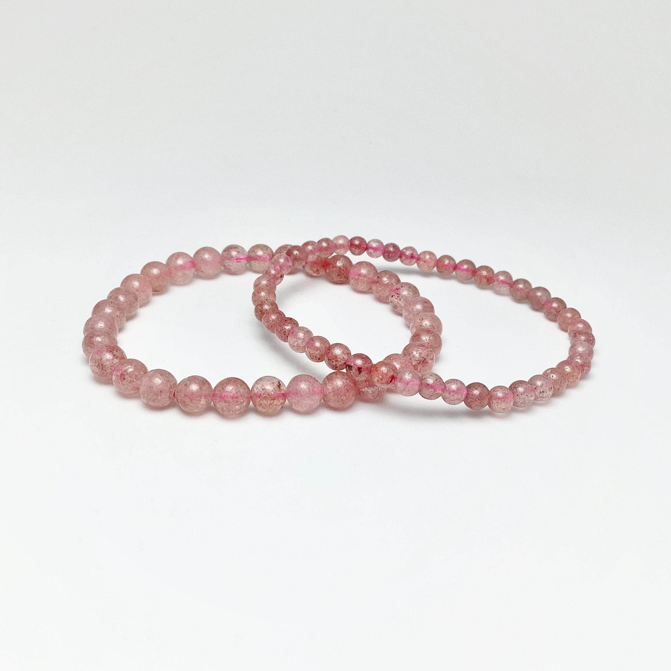 Strawberry Quartz Beaded Bracelet - Rocks and Gems Canada