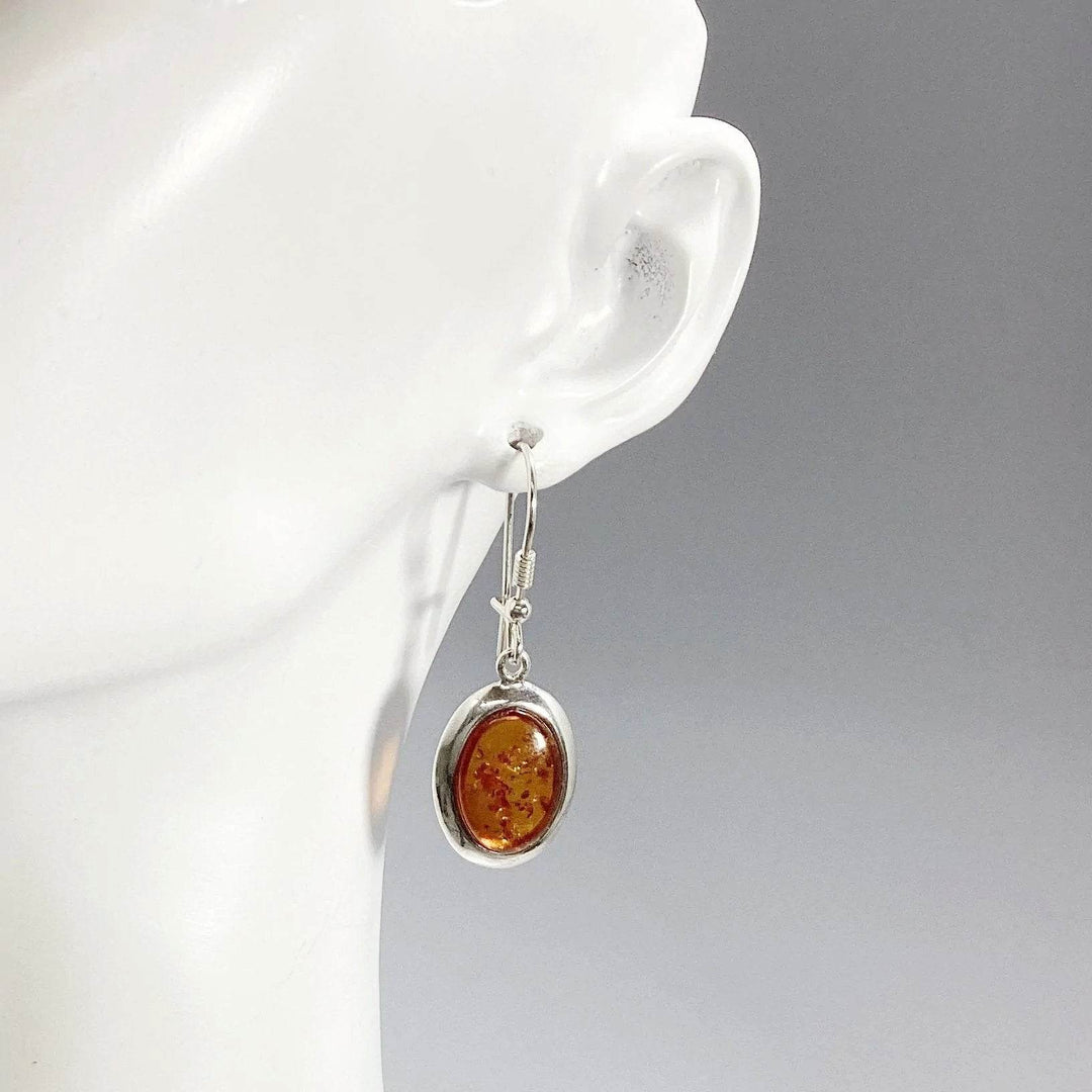 Cognac Amber Dangle Earrings - Rocks and Gems Canada