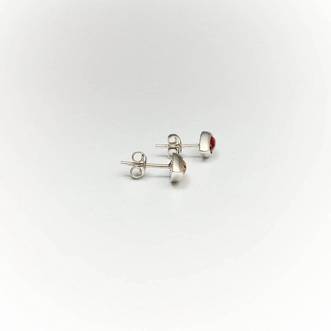 Cognac Amber Stud Earrings - Rocks and Gems Canada