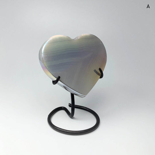 Rainbow Agate Heart on Stand - Rocks and Gems Canada