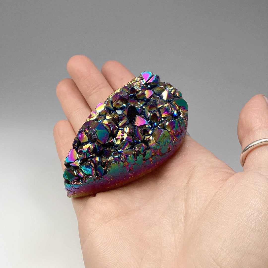 Rainbow Amethyst Druze Cluster Teardrop Carving - Rocks and Gems Canada