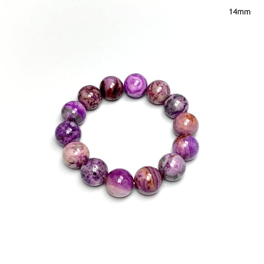 Purple Crazy Lace Agate Beaded Bracelet - Rocks and Gems Canada