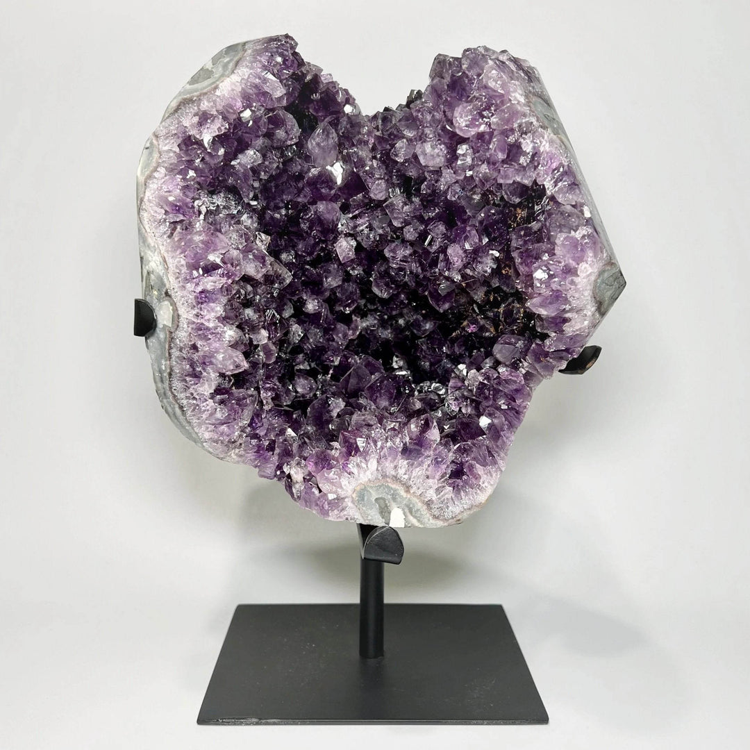 Large Amethyst Druze Cluster on Display Stand - Rocks and Gems Canada