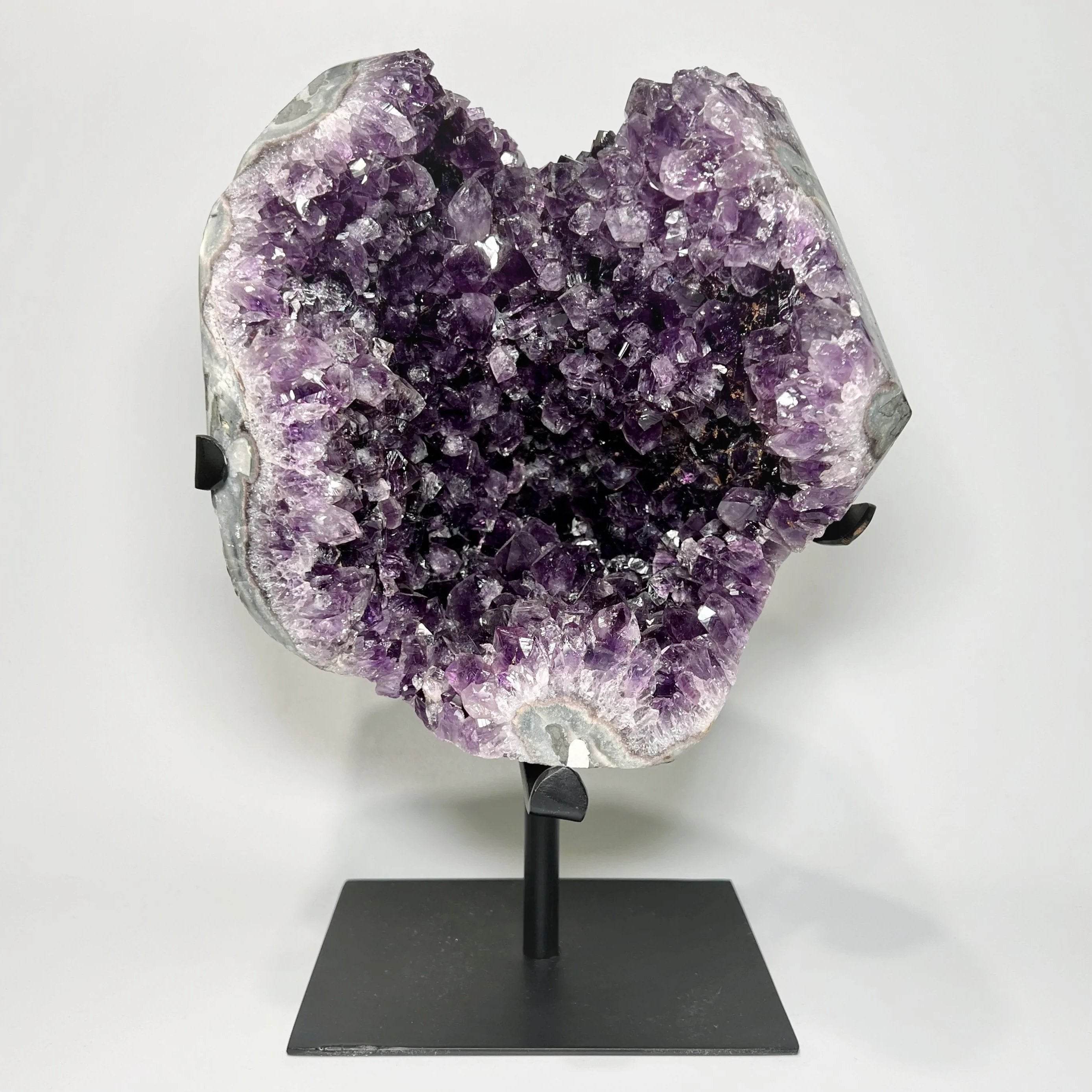 Large Amethyst Druze Cluster on Display Stand - Rocks and Gems Canada