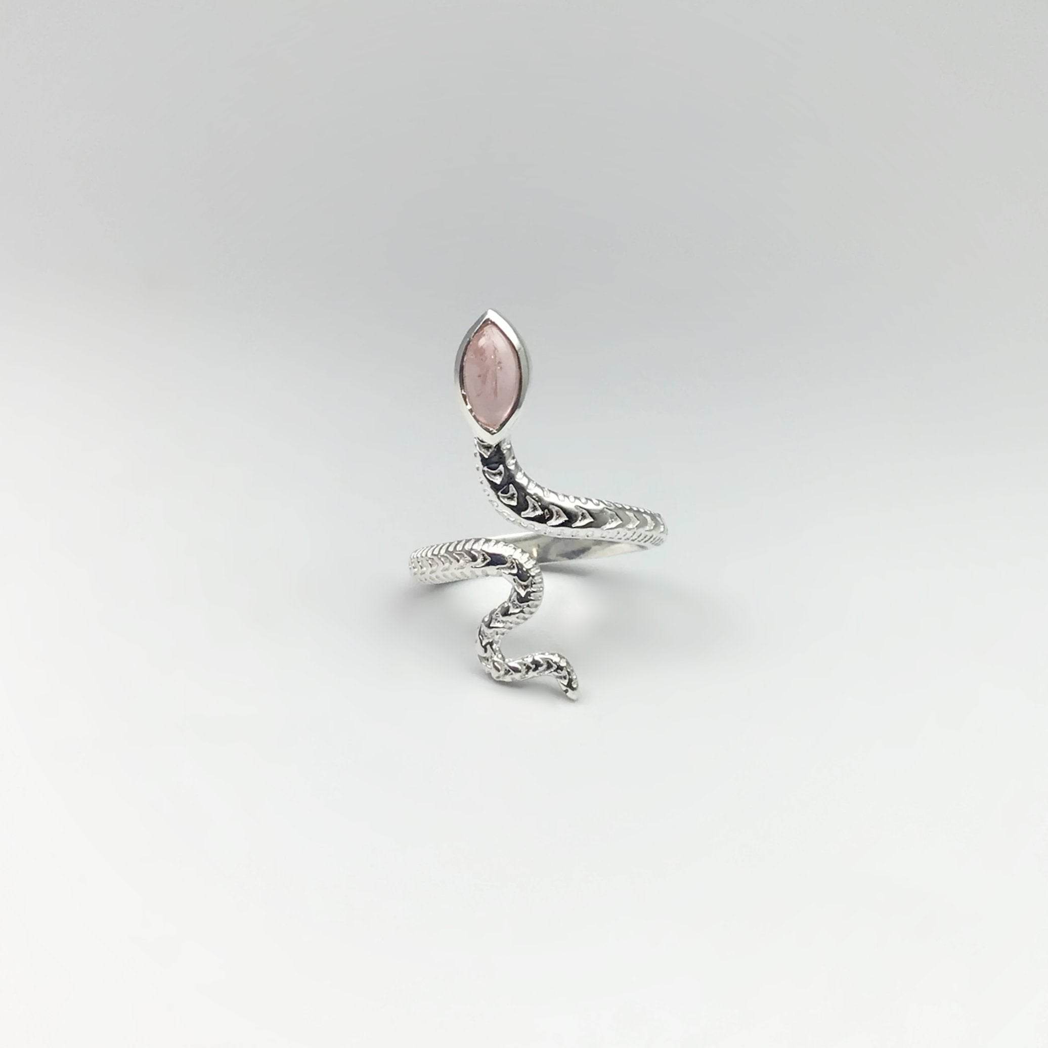 Rose Quartz Snake Ring - Rocks and Gems Canada