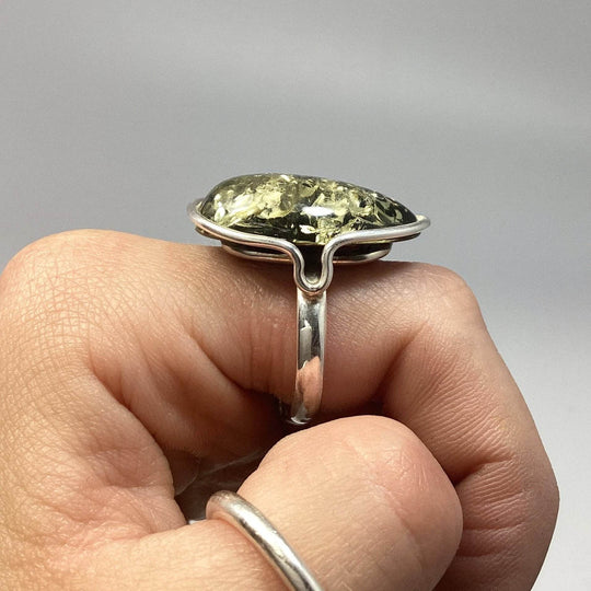 Green Amber Ring - Rocks and Gems Canada