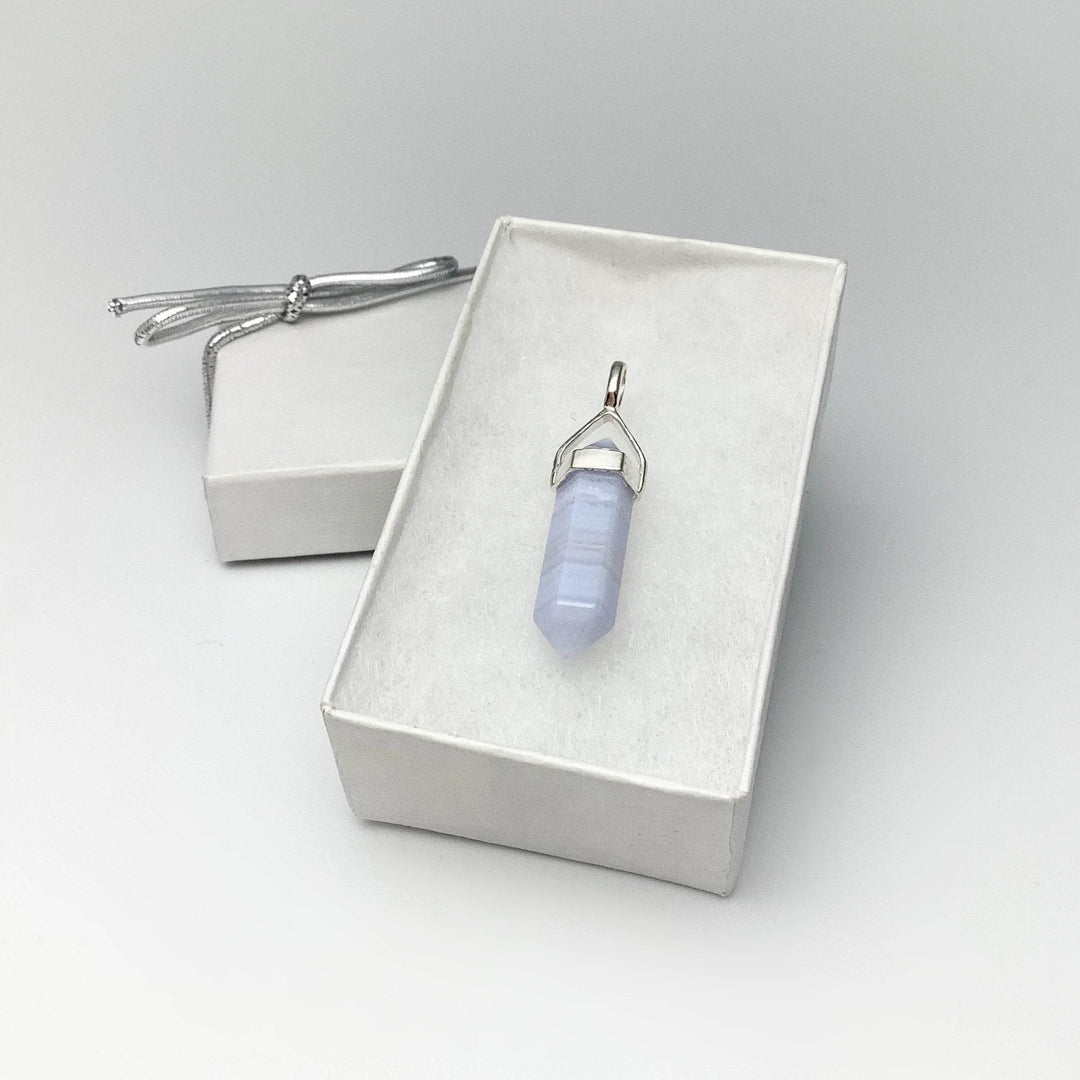 Blue Lace Agate Double Terminated Point Pendant - Rocks and Gems Canada
