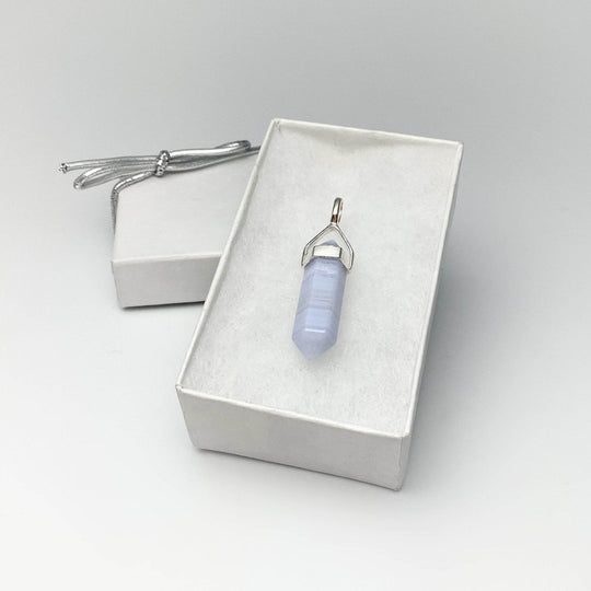 Blue Lace Agate Double Terminated Point Pendant - Rocks and Gems Canada