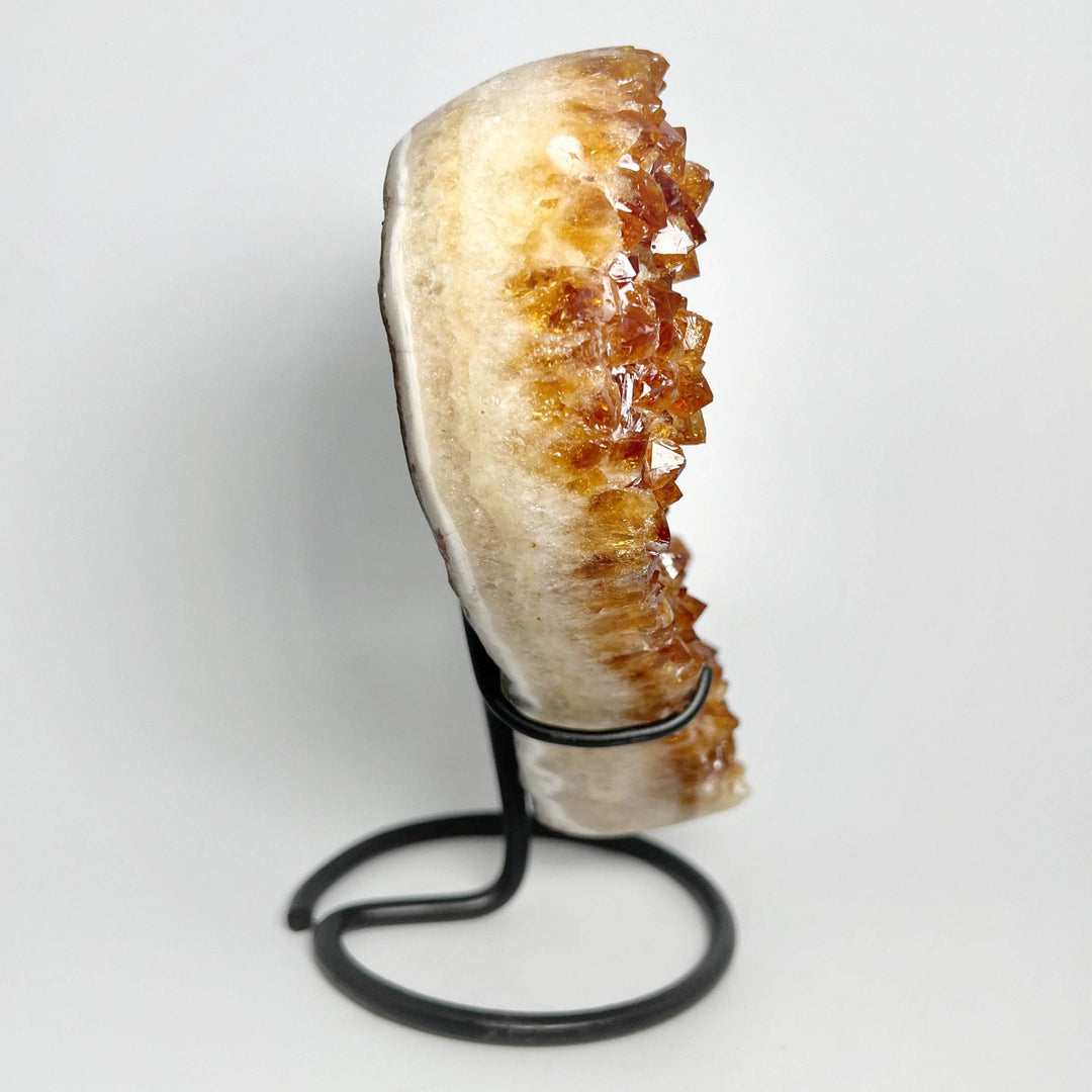 Large Citrine Druze Cluster Heart On Stand - Rocks and Gems Canada