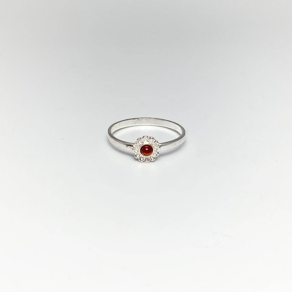 Cognac Amber Flower Ring - Rocks and Gems Canada