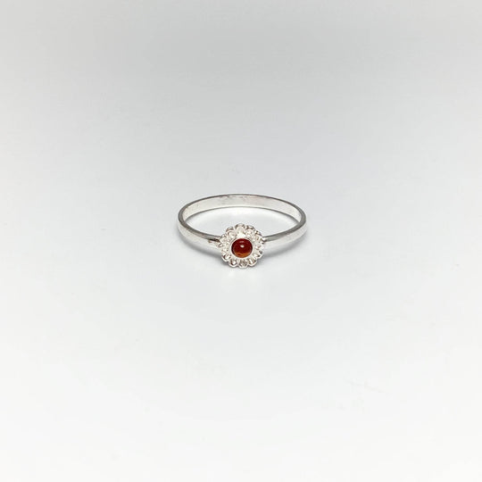 Cognac Amber Flower Ring - Rocks and Gems Canada