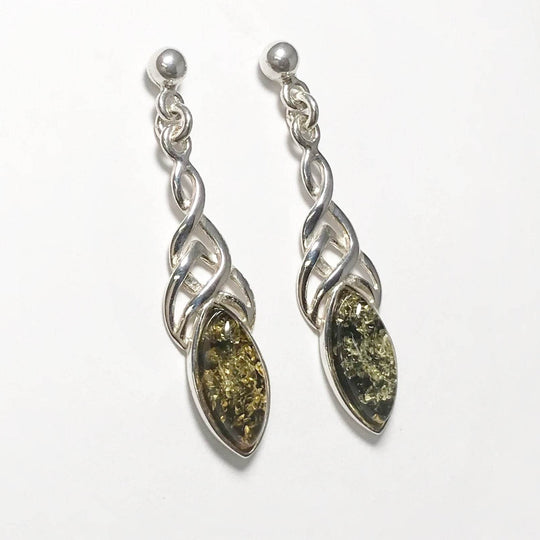 Green Amber Stud Earrings - Rocks and Gems Canada