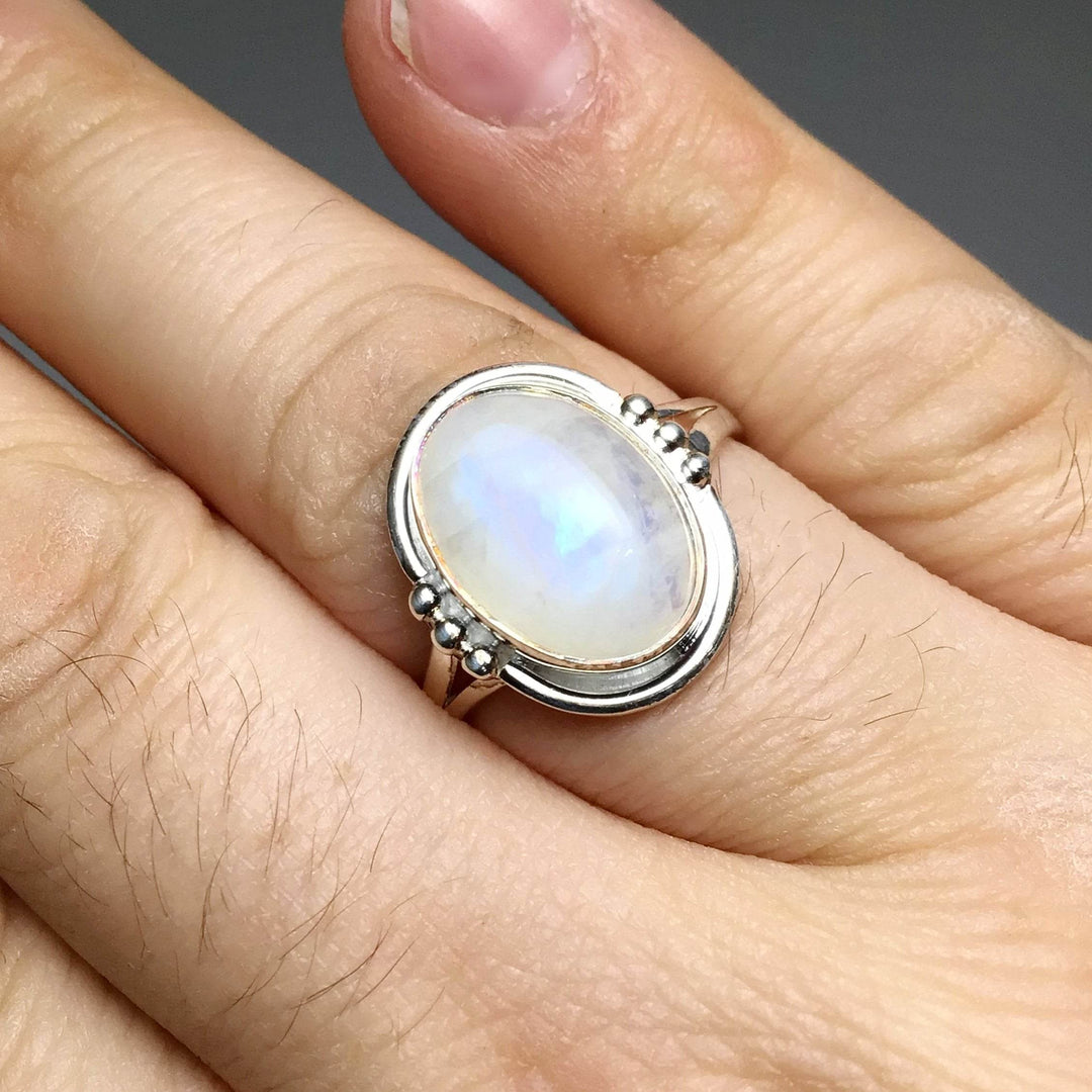 Rainbow Moonstone Ring - Rocks and Gems Canada