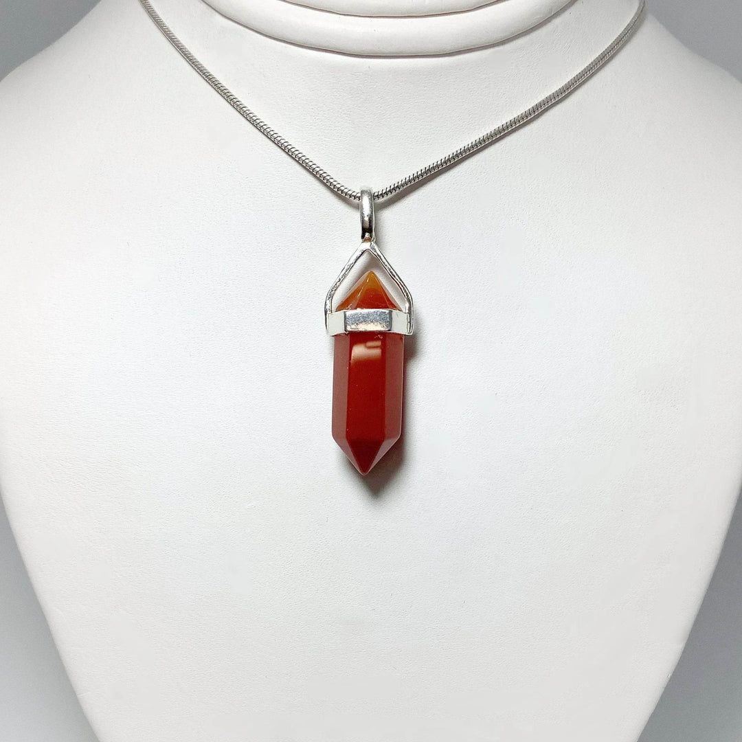 Carnelian Agate Double Terminated Point Pendant - Rocks and Gems Canada