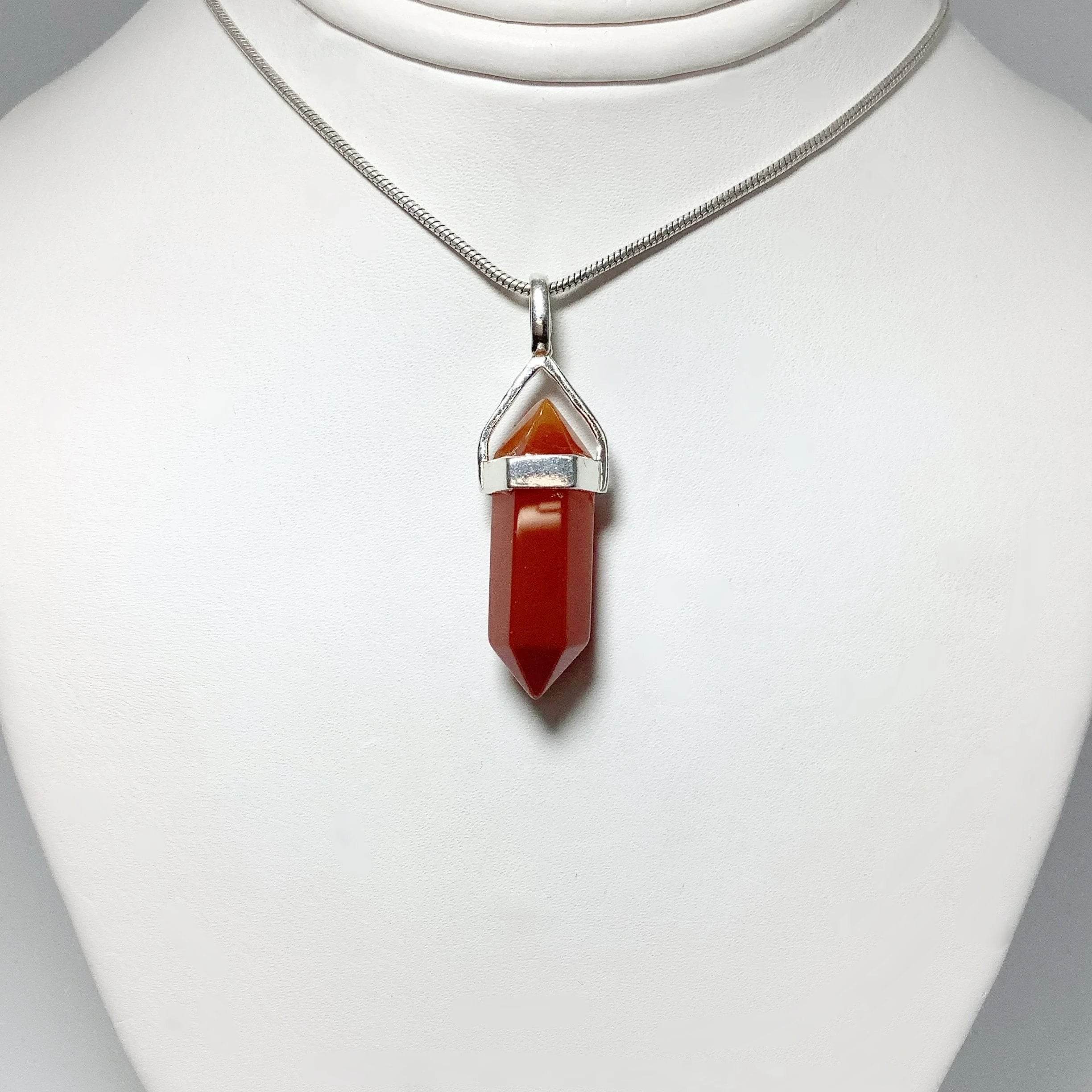 Carnelian Agate Double Terminated Point Pendant - Rocks and Gems Canada
