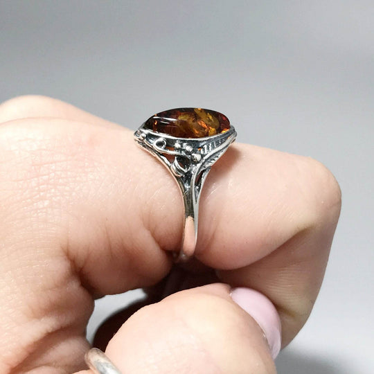 Cognac Amber Ring - Rocks and Gems Canada