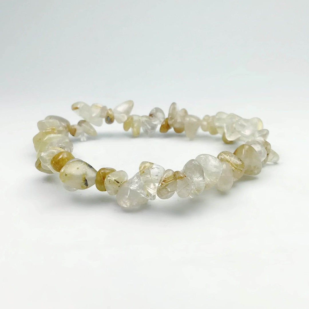 Rutilated Quartz Chip Beaded Bracelet - Rocks and Gems Canada