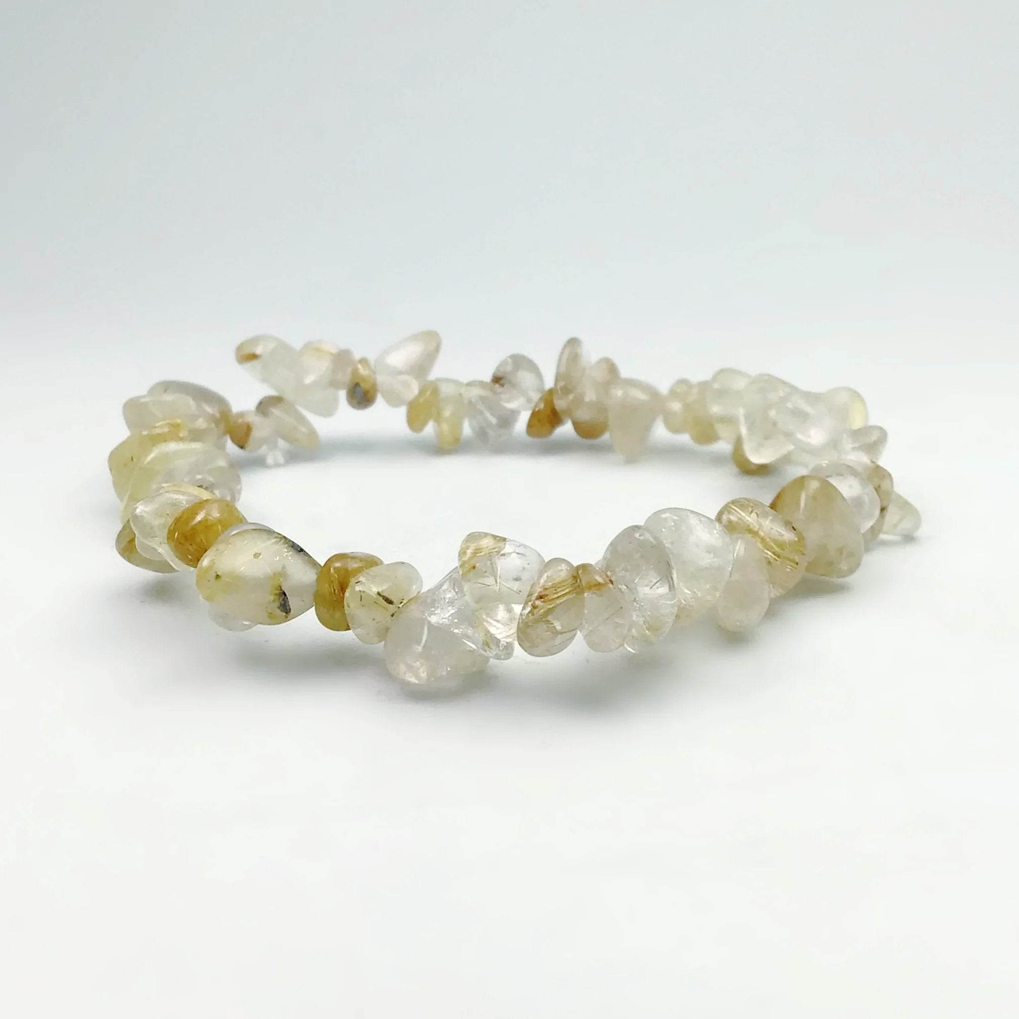 Rutilated Quartz Chip Beaded Bracelet - Rocks and Gems Canada