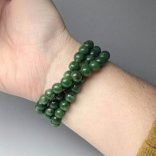 Canadian Jade Triple Wrap Beaded Bracelet - Rocks and Gems Canada