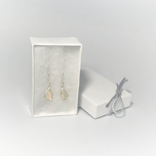 Ethiopian Fire Opal Freeform Faceted Dangle Earrings - Rocks and Gems Canada